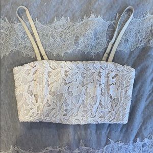 Cream alice and olivia crochet crop top